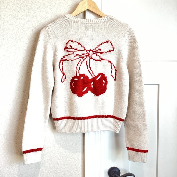 🍒Anthropologie Cherry Icon Cardigan Sweater Maeve NEW Small - Picture 4 of 15